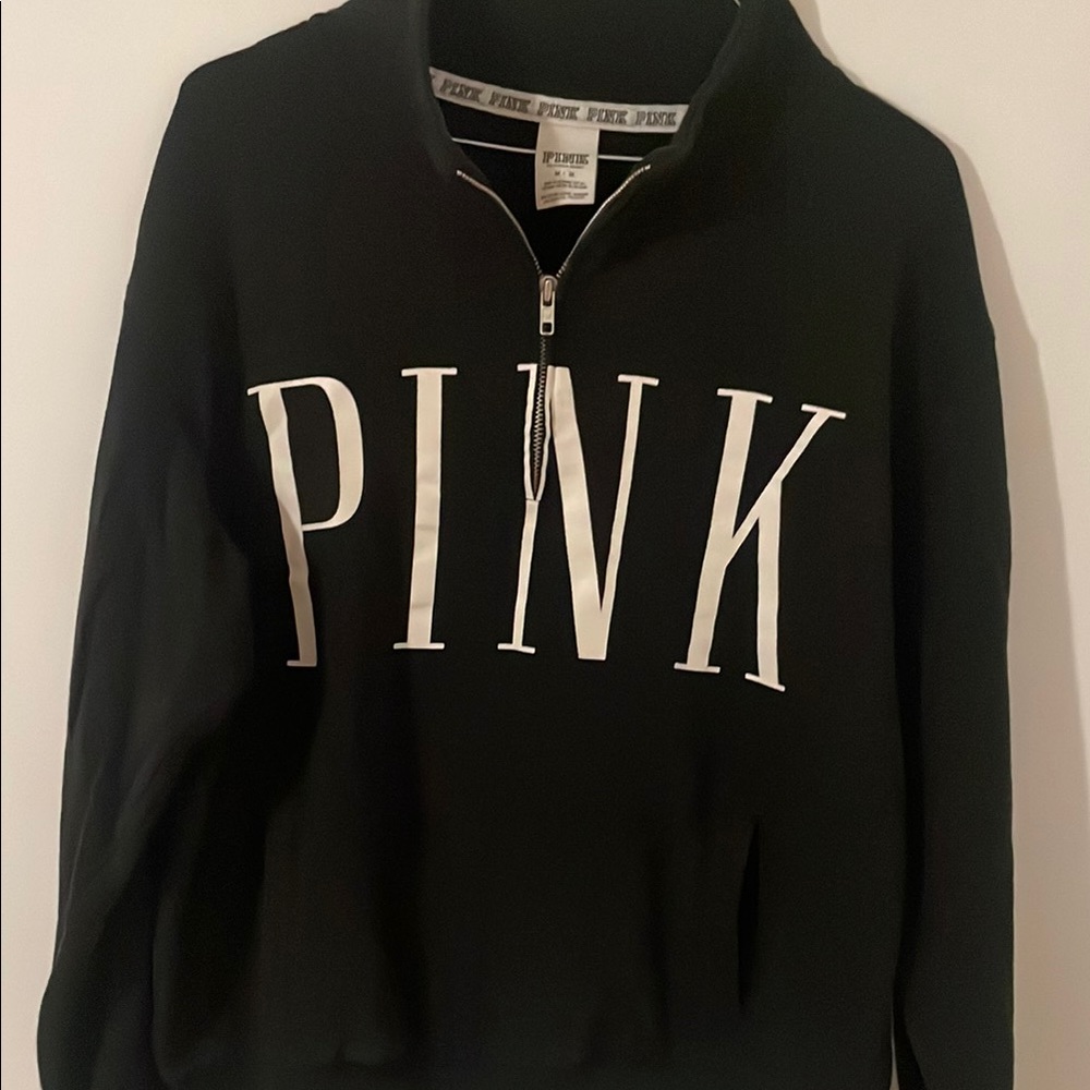 PINK Victoria's Secret Black Quarter-Zip Sweater